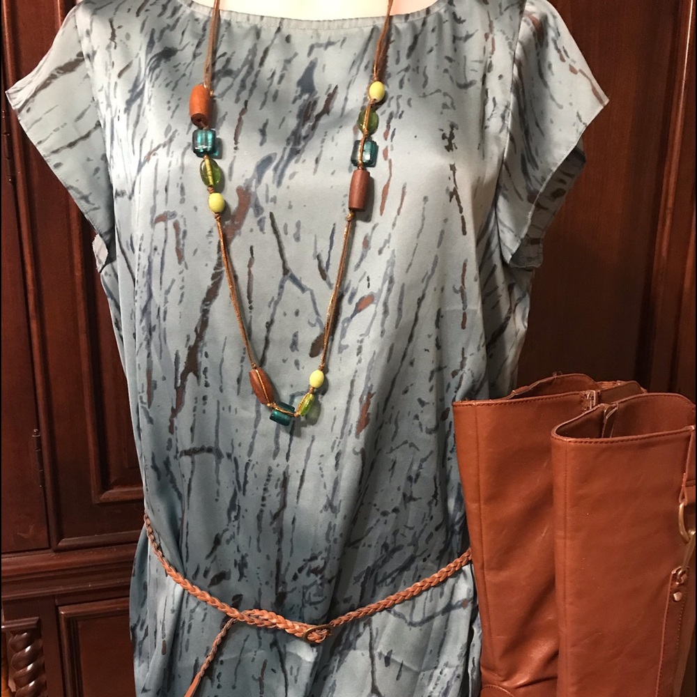 Calvin Klein sateen long tunic/dress with belt.